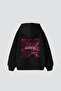 Baddie Printed Oversized Unisex Black Hoodie - 2