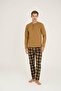 100% Cotton New Season Men's Modern Design Midi Collar Pajama Set - 2