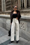 Women's High Waist Denim Pants Cream - 7
