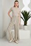 Buttoned Design Pocketed Linen Trousers Khaki Color - 4