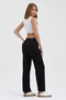Women's Hakan Jeans Flexible Stretch Fabric Wide Leg Black High Waist Denim Trousers - 5