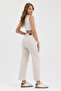 Women's Hakan Jeans Stretch Wide Leg Ecru High Waist Denim Trousers - 5