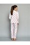 Bamboo Solmaz Heart Printed Buttoned Long Sleeve Anti-Sweat Women's Pajama Set - 4