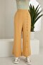Buttoned Design Pocketed Linen Trousers Khaki Color