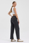 Women's Hakan Jeans Stretch Wide Leg Anthracite High Waist Denim Trousers - 5