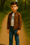 Barkod Ki̇ds935-11-25 Boy's D Leather-Look Jacket – White T-Shirt and Jeans Combination