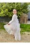 Girl's White Evening Dress – Long Sleeves – Short Front Long Back – Special Occasion Dress with 3D Flowers - 4