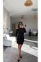 Black Shiny Glitter Dress with Waist Detail - 4