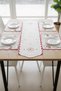 Set of 6 Linen Love Birds-Compatible Rectangular Luxury Placemat Dining Table Set - 3