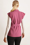 Women's Dusty Rose Men's Collar Belted Linen Look Vest Arm-25Y001079 - 3