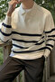 Men's Polo Neck Striped Knitwear Sweater - 5