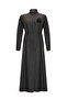 Hakim Collar Gathered Long Woven Dress with Leather Accessories - 6