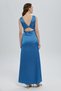 Blue Back Detailed Elara Satin Dress - 5