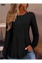 New Season Women's Long Sleeve Round Neck Blouse with Ribbed Detail Suitable for Office & Daily Use - 4