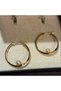 Gold Color Steel Pearl Detail Hoop Earrings - 5