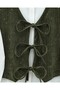 Tie-Front Vest Trousers Velvet Suit -Khaki - 4