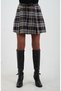 Coffee brown Paneled pleated plaid mini skirt - 7