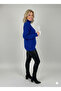 Women's Cobalt Blue Thick Knit Turtleneck Sweater - 4