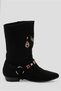 Women's Suede Boots Embroidered Tassel Detail Black Tessa - 2