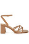 Women Low Block Heel Strappy Sandals in Beige - 2