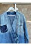 Hatunatila Front-Tied Denim Jacket with Stone and Pocket Detail 7894 - 3
