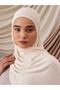 Small Bamboo Corded Fabric Shawl |   Color: Milk White |   Size: 150X50Cm |   Hijab - 2