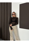 Women's Black Stand Collar Transparent Lace Blouse