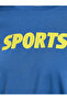 Blue Contrast Slogan Print T-Shirt - 4