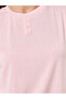 Pointelle Round Neck Placket T-Shirt and Wide Leg Pyjama Set - 3