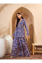 Blue Floral Cambric Peplum Top with Sharara Pants Co-Ords - 3