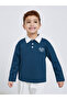 Slogan Print Long Sleeve Polo T-Shirt