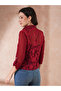 Women Maroon Floral Print Roll-Up Sleeves Top - 3