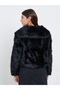 Women Black Regular Fit Cropped Faux Fur Jacket - 5
