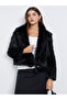 Women Black Regular Fit Cropped Faux Fur Jacket