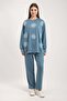 Tulle Flower and Pearl Detailed Modal Fabric Double Suit 7914 - Blue - 2