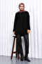 Black Yan Slit Corded Fabric Knitwear Sweater - 2