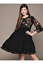 Black Floral Embroidered Mini Dress - 3