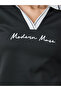Black Oversized Polo T-Shirt with Stripe Detail - 3