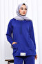 Dark Blue Two-Thread Hijab Set with Label on the Front - 3