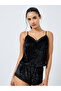 Velvet V Neck Lace Cami and Shorts Set - 2