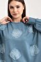 Tulle Flower and Pearl Detailed Modal Fabric Double Suit 7914 - Blue - 7