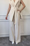 بدلة كتان بحزام - حجرية اللون - 4