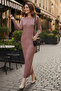 Patterned Long Knit Dress R7148 Dusty Rose