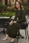Patterned Long Knit Dress R7148 Khaki - 2