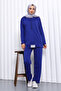 Dark Blue Two-Thread Hijab Set with Label on the Front