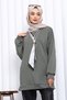 Khaki Modal Tunic with Scarf Accessories - 3
