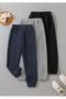3-Piece California Sweatpants Jogger - Navy Blue Gray Black Elastic Cuffs High Waist - 2