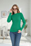 Women's Half High Neck Bodycron Ribbed Knit -Stylish- Blouse - 2