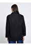 Black Solid Button-Down Coat - 4