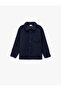 Long-Sleeved Plush Jacket with Snap Button Details and Flap Pockets